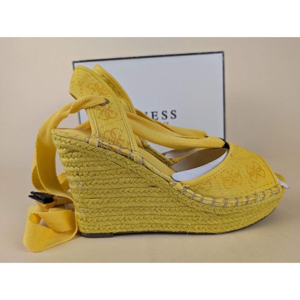 GUESS Halona Strappy Wedge Espadrille Sandals Womens 8M Yellow Boho Shoes NWB - Picture 5 of 14